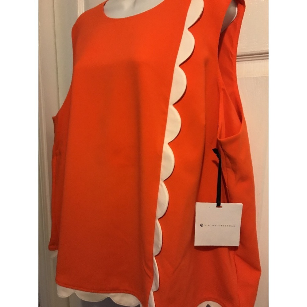 Victoria Beckham 3x new scalloped orange white top blouse shirt